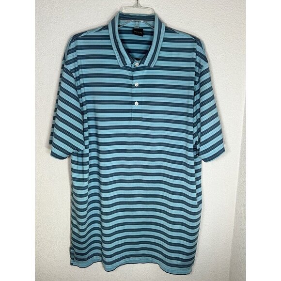 Dunning Golf Polo Shirt Mens Extra Large PGA Golf Club Blue Green Stripe Stretch - Picture 4 of 16